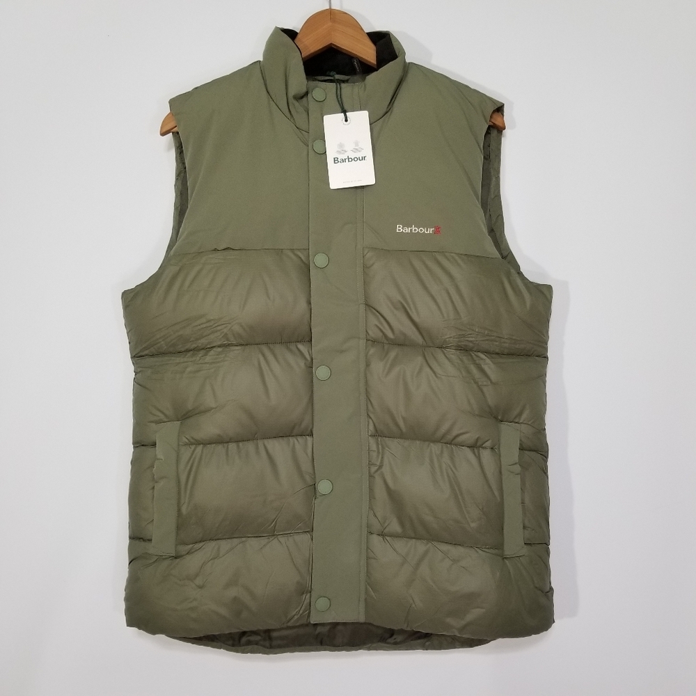 Barbour Men's Grassland Gilet Baffle Quilted Puffer Vest Light Moss Green M, L